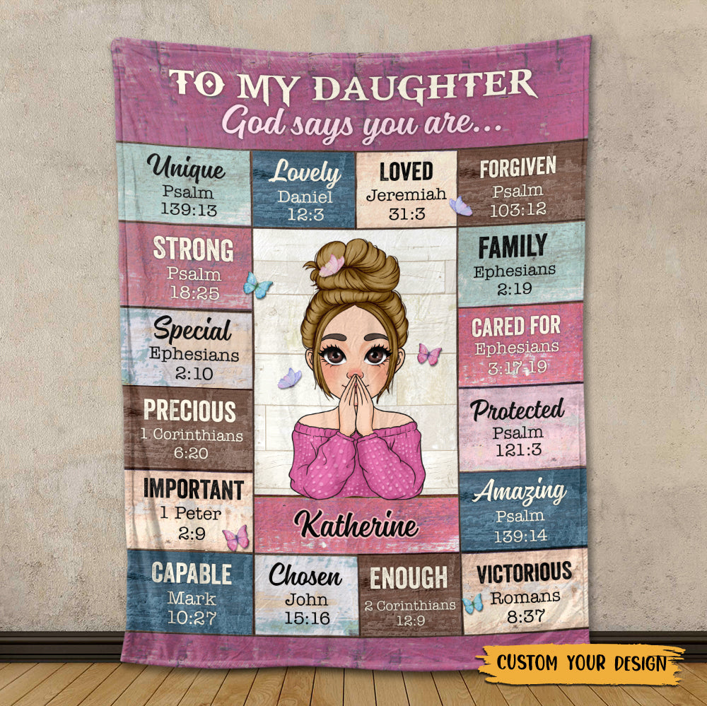 To My Daughter/Granddaughter - God Says You Are - Personalized Blanket - Best Gift For Daughter, Granddaughter - Giftago