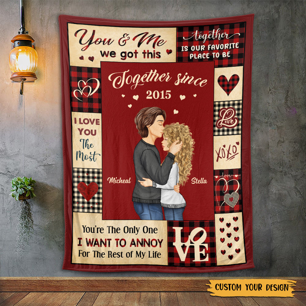 You & Me Kissing Couple - Personalized Blanket - Meaningful Gift For Valentine, For Couple - Giftago