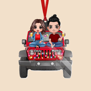Couple With Car - Personalized Christmas Acrylic Ornament - Best Gift For Couple, For Christmas - Giftago