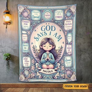 God Says I Am (Custom Name) - Personalized Blanket - Meaningful Gift For Christmas, For Birthday - Giftago