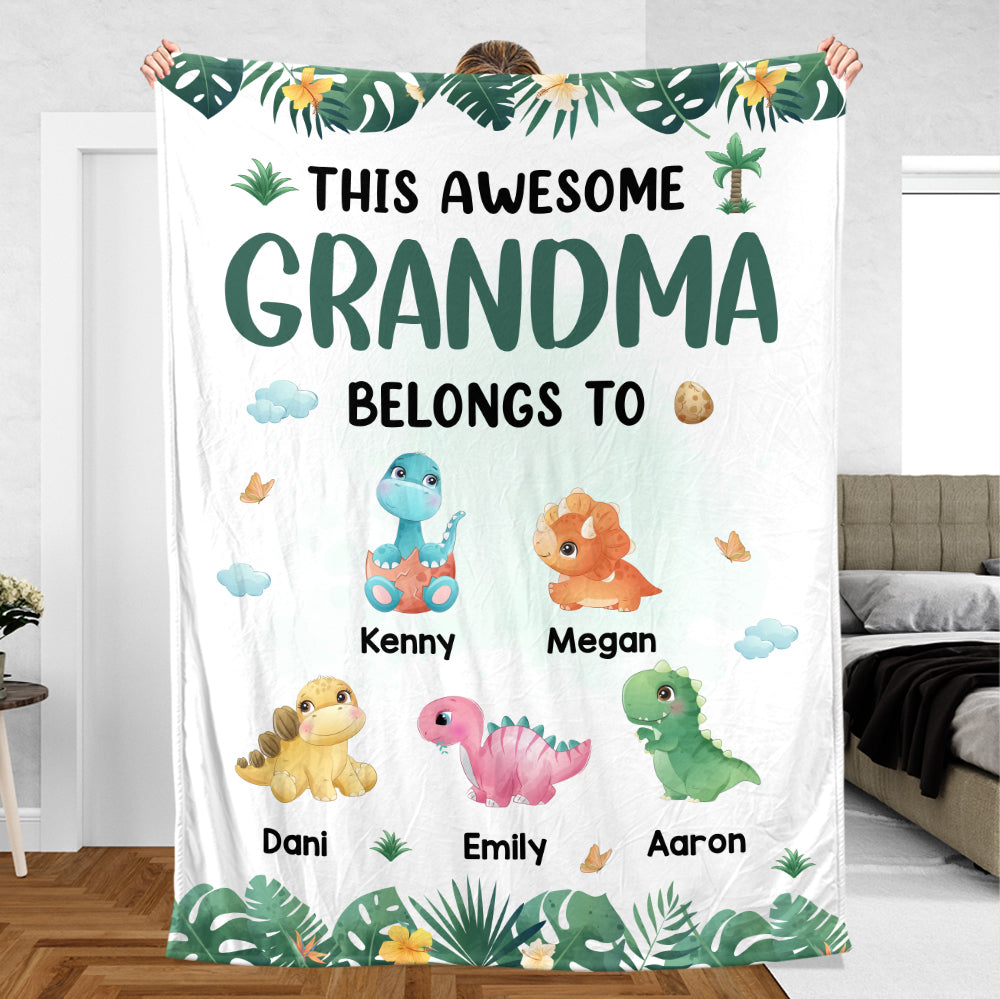 This Awesome Grandma Belongs To - Personalized Blanket -  Best Gift For Grandma