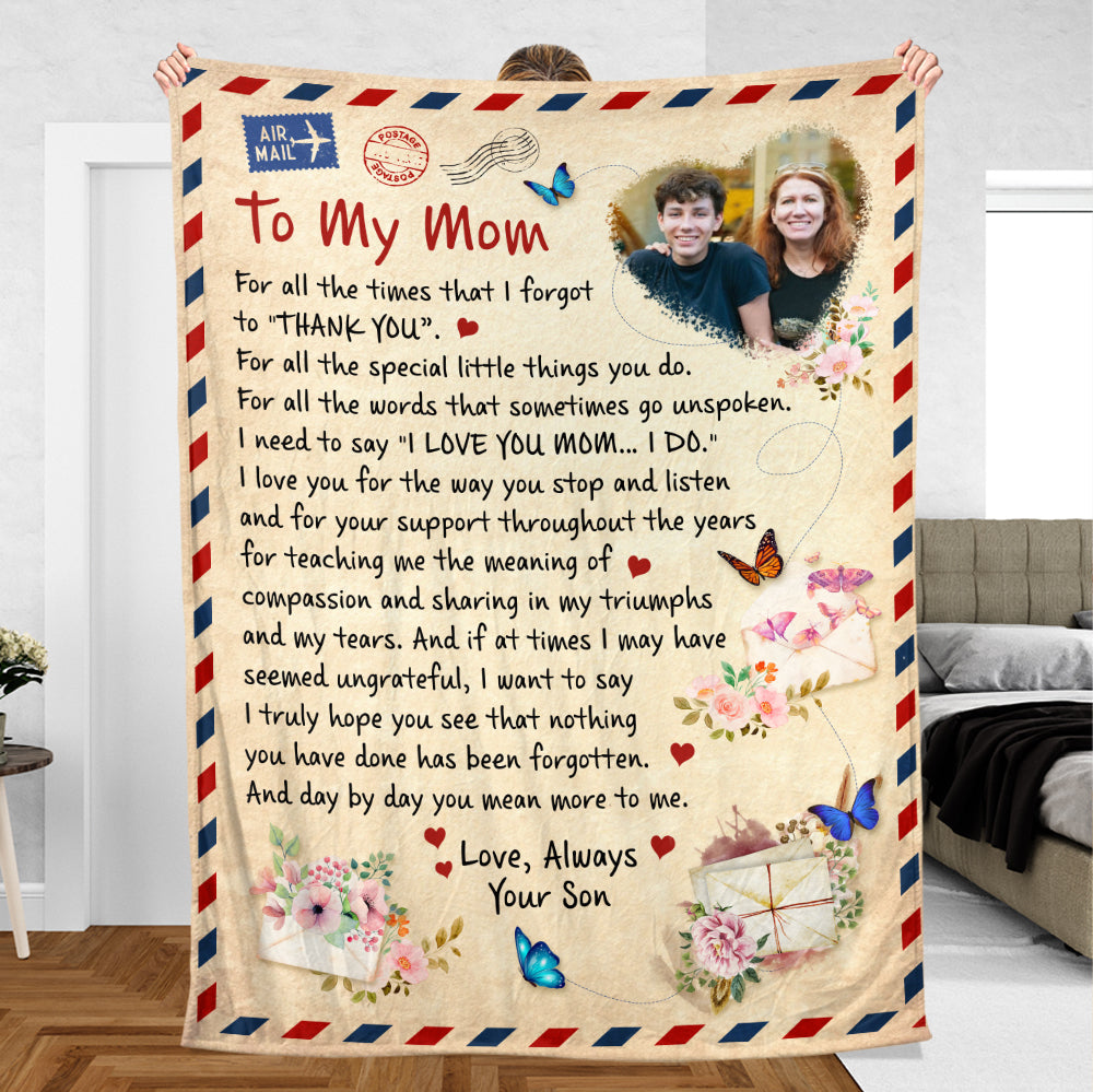 To My Mom Photo - Personalized Blanket - Best Gift For Mother - Giftago