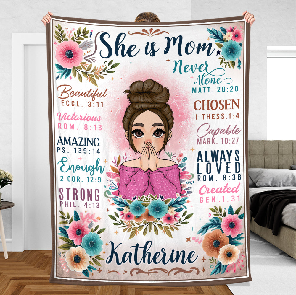 She Is Mom - Personalized Blanket - Best Gift For Mother, Grandma - Giftago