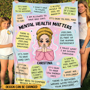 Mental Health Matters (Version 2) - Personalized Blanket - Best Gift For Mom, Daughter, Sister, Friend, Wife - Giftago