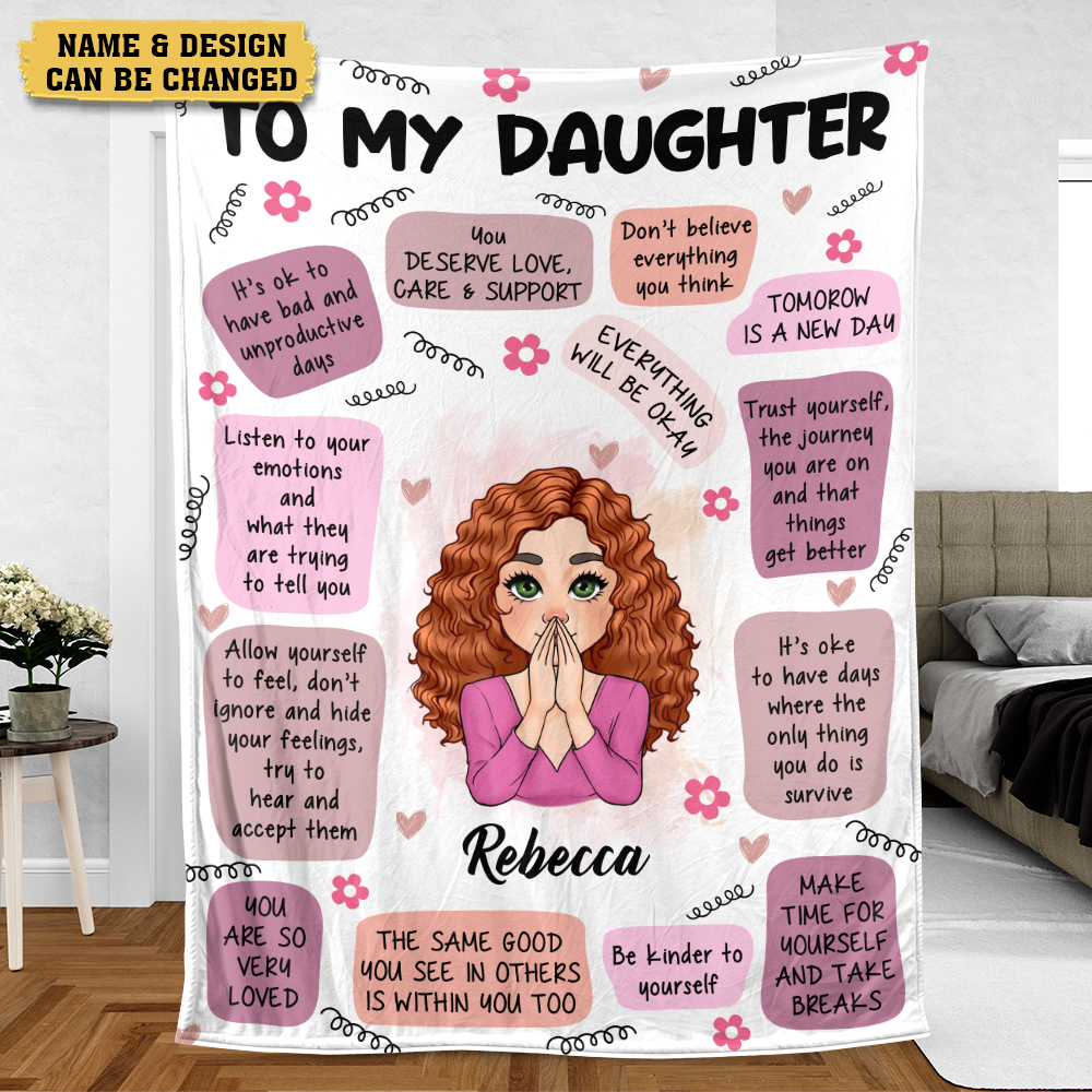 To Daughter/Son Self Care Reminder Affirmations - Personalized Blanket - Best Gift For Daughter, Granddaughter, Son, Grandson - Giftago