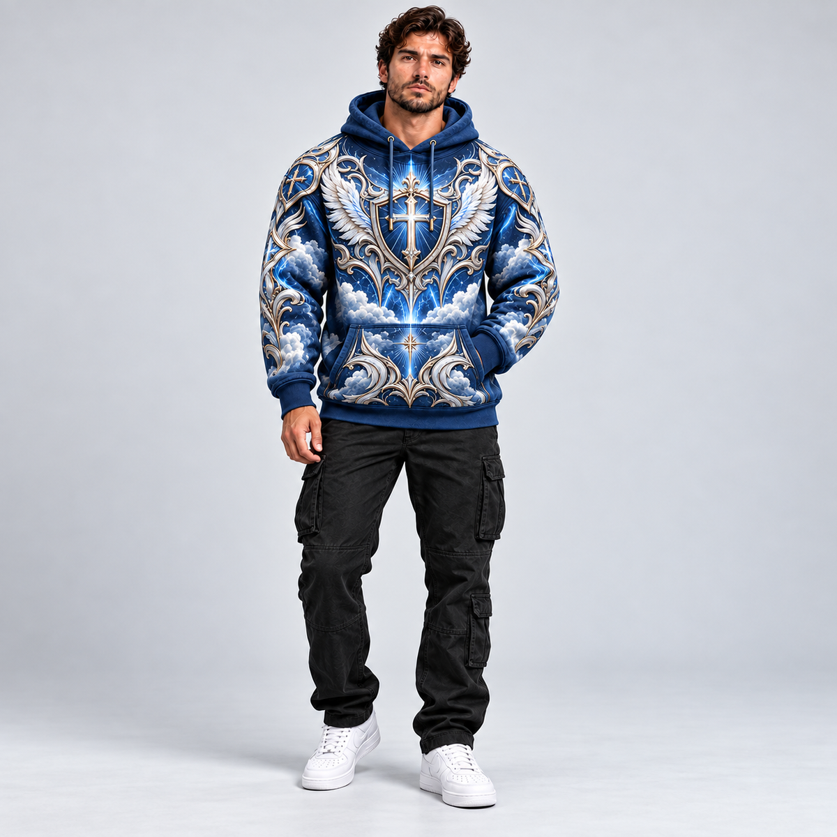 No Weapon Formed Celestial Guardian Christian Hoodie – Royal Blue