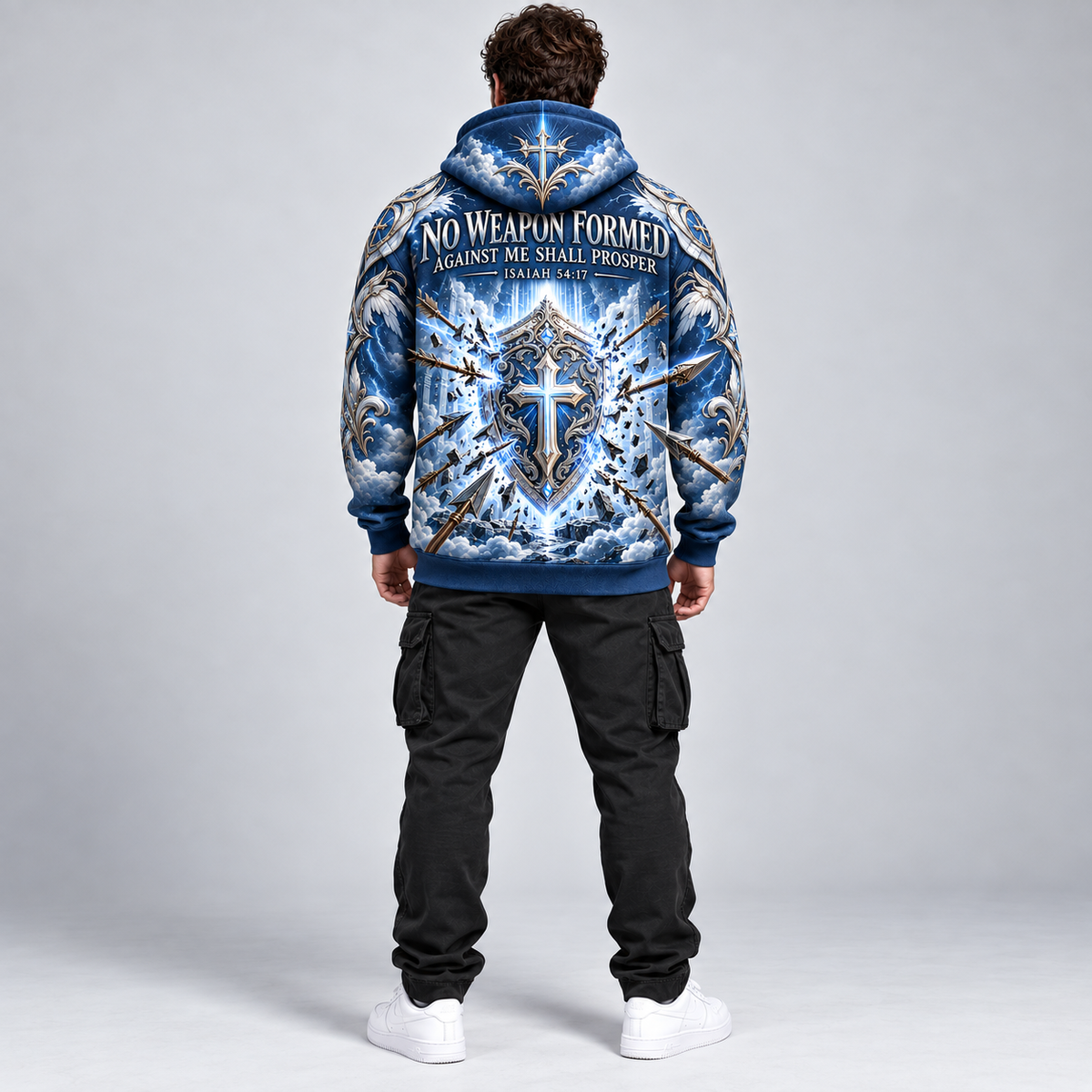 No Weapon Formed Celestial Guardian Christian Hoodie – Royal Blue