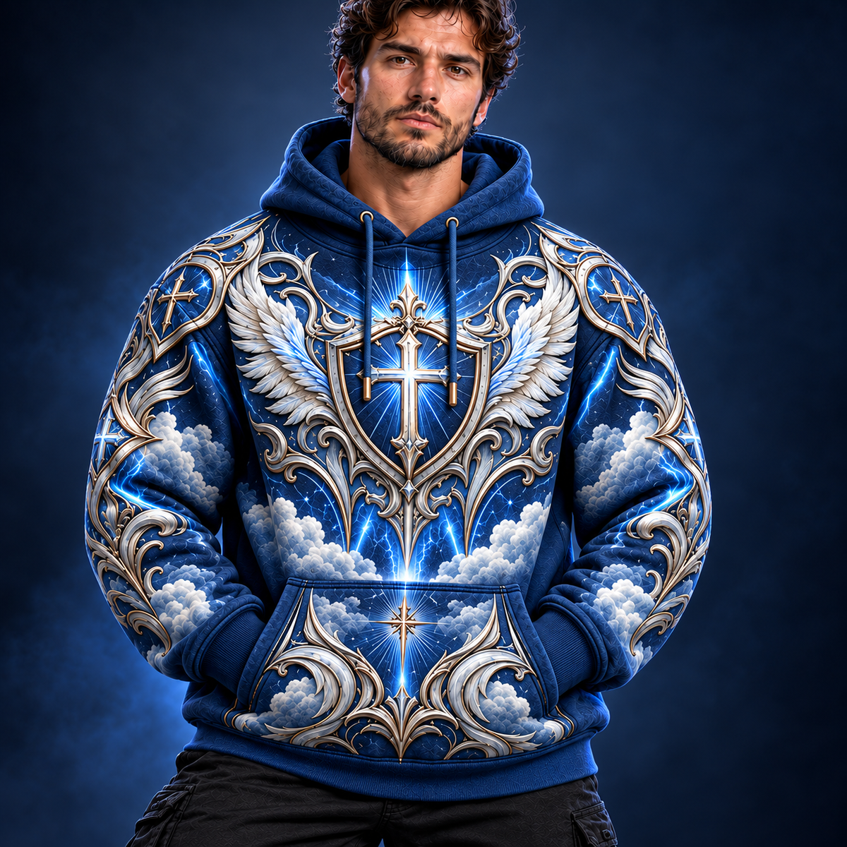 No Weapon Formed Celestial Guardian Christian Hoodie – Royal Blue