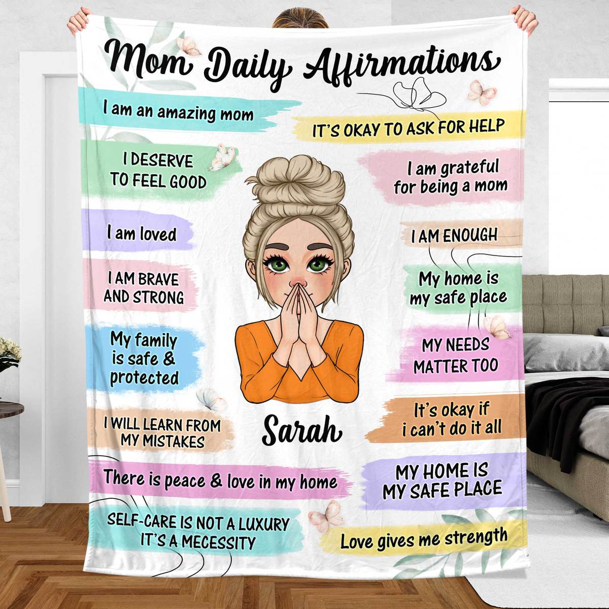 Mom Daily Affirmations - Personalized Blanket - Best Gift For Mother, For Grandma - Giftago