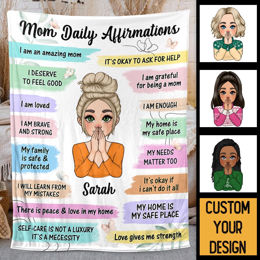 Mom Daily Affirmations - Personalized Blanket - Best Gift For Mother, For Grandma - Giftago