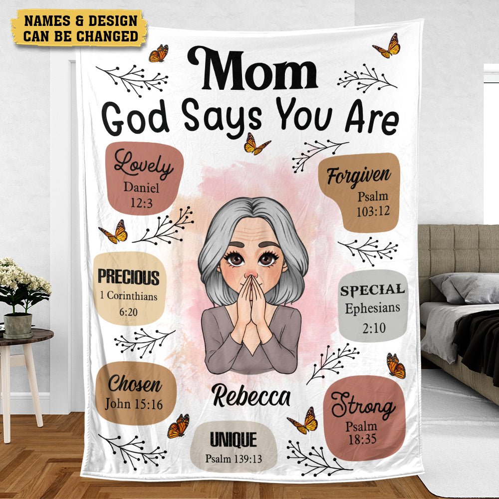 Mom, God Says You Are - Personalized Blanket - Meaningful Gift For Birthday - Giftago