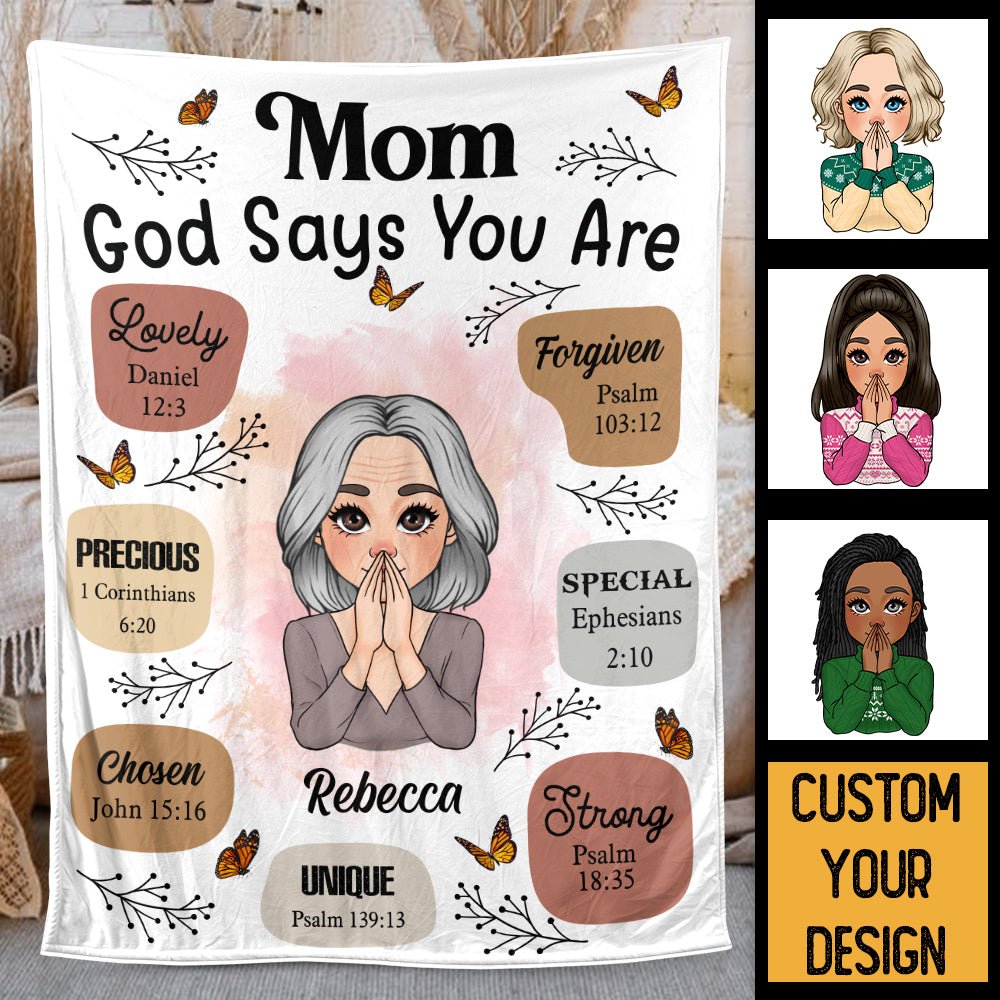 Mom, God Says You Are - Personalized Blanket - Meaningful Gift For Birthday - Giftago
