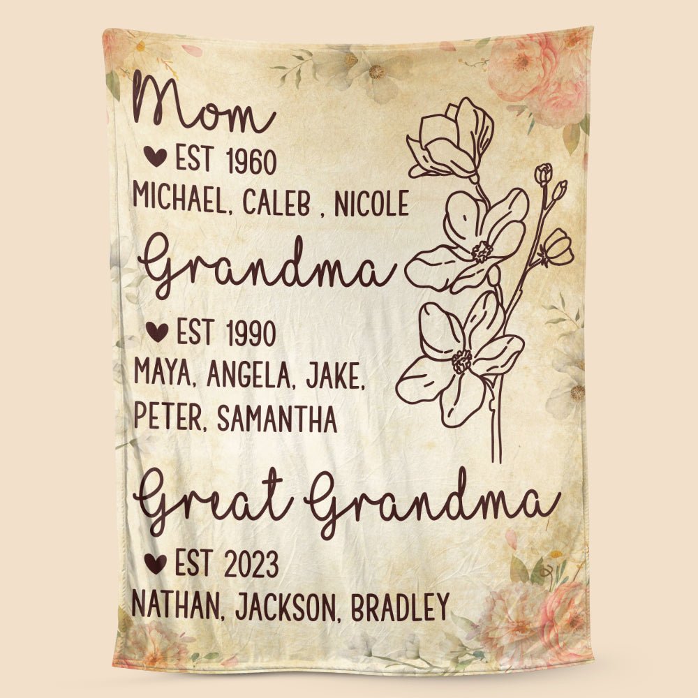 Mom, Grandma, Great Grandma - Personalized Blanket - Best Gift For Mother, Grandma - Giftago