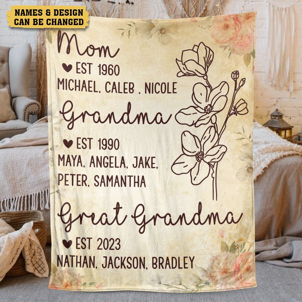 Mom, Grandma, Great Grandma - Personalized Blanket - Best Gift For Mother, Grandma - Giftago