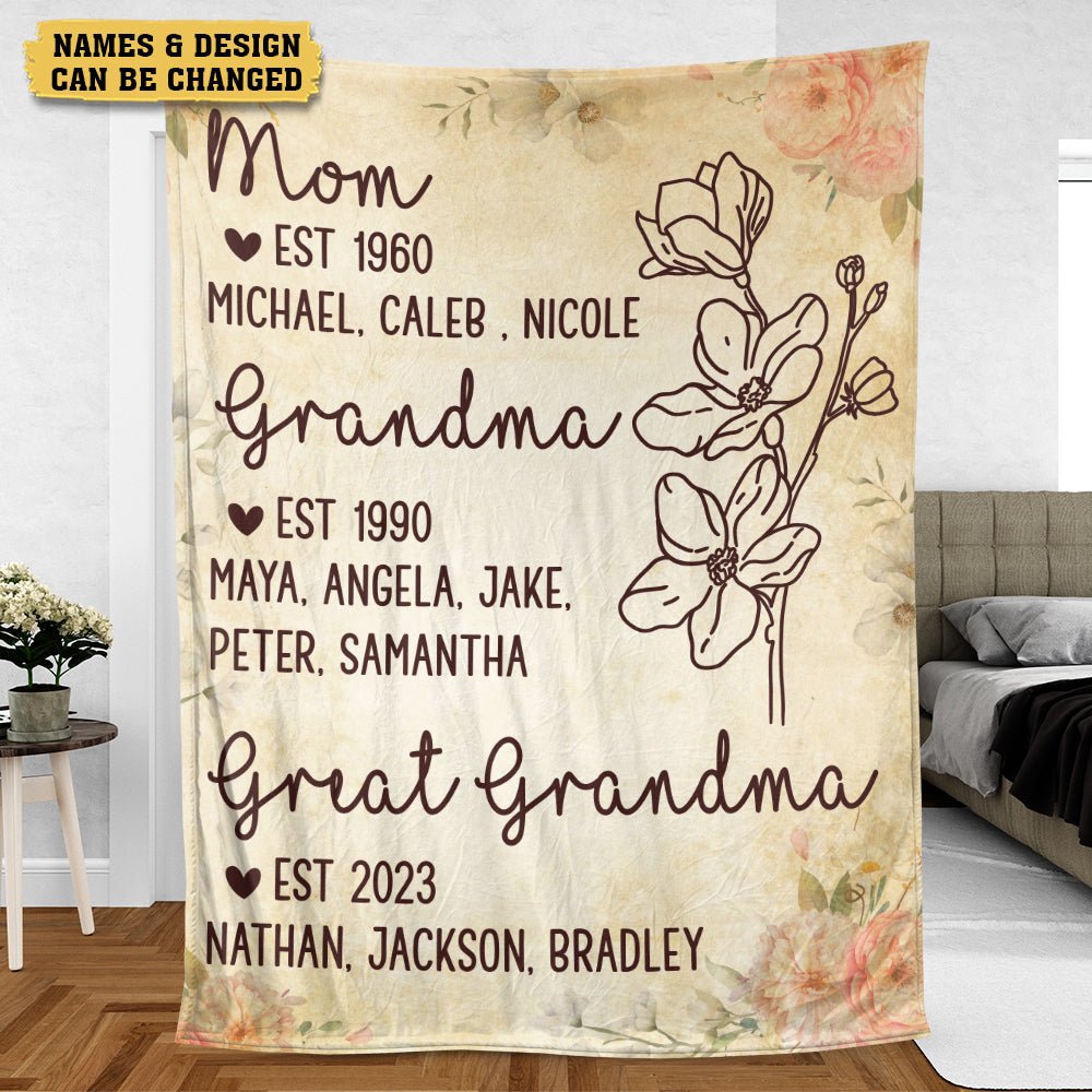 Mom, Grandma, Great Grandma - Personalized Blanket - Best Gift For Mother, Grandma - Giftago