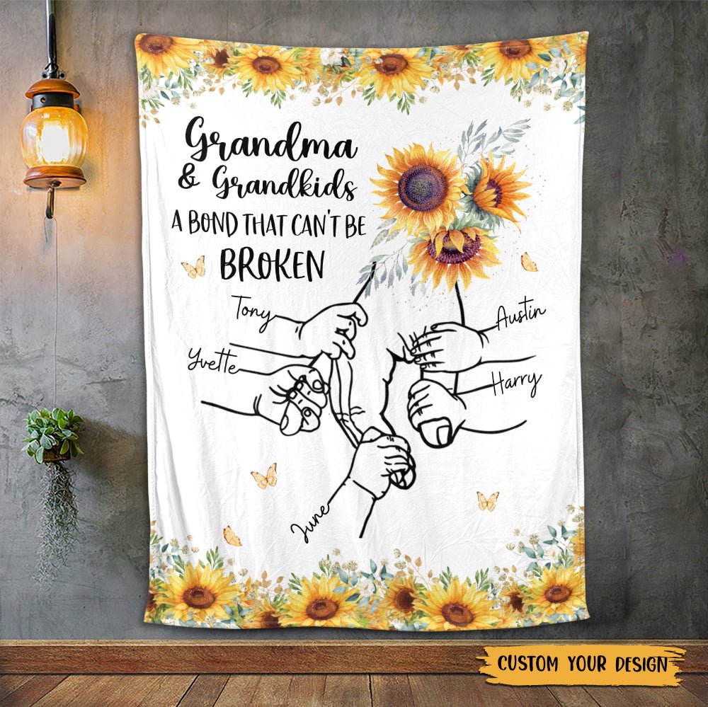 Mom/ Grandma & Kids Sunflower - Personalized Blanket - Meaningful Gift For Birthday - Giftago