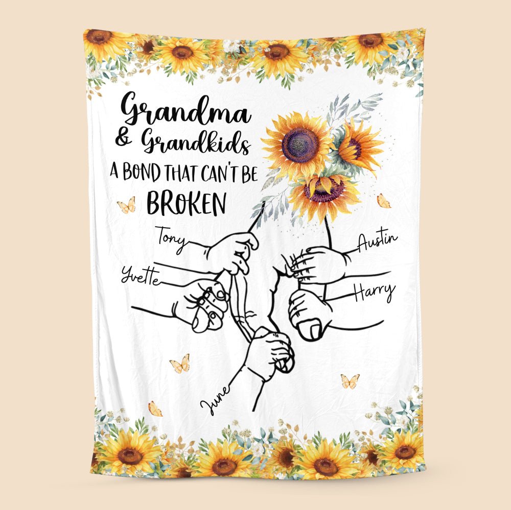 Mom/ Grandma & Kids Sunflower - Personalized Blanket - Meaningful Gift For Birthday - Giftago