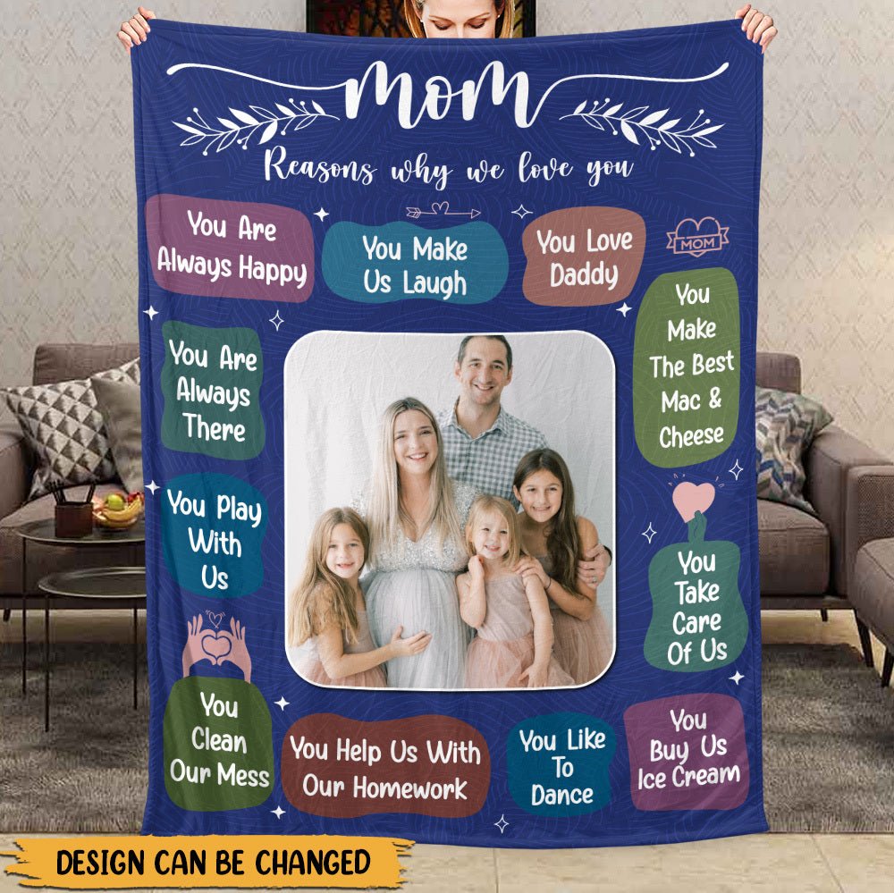 Mom Reasons Why We Love You - Personalized Blanket - Best Gift For Mother, Grandma - Giftago