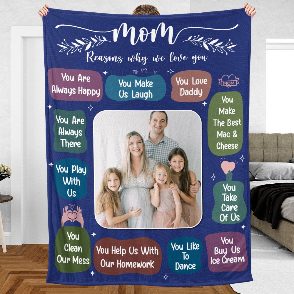 Mom Reasons Why We Love You - Personalized Blanket - Best Gift For Mother, Grandma - Giftago