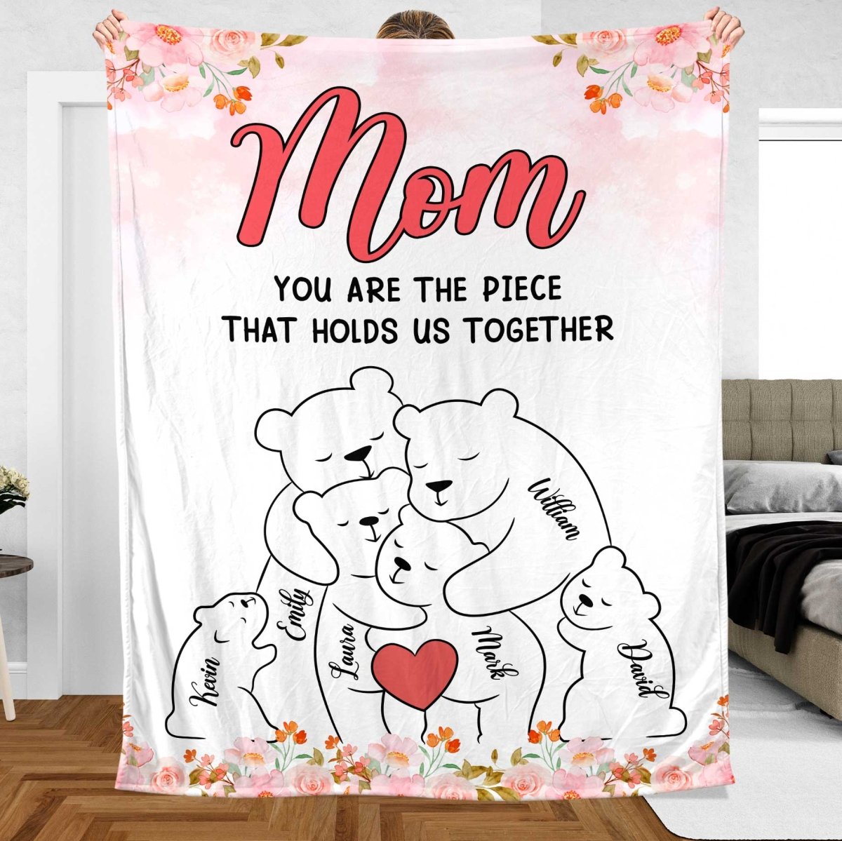 Mom You Are The Piece That Holds Us Together - Personalized Blanket - Giftago