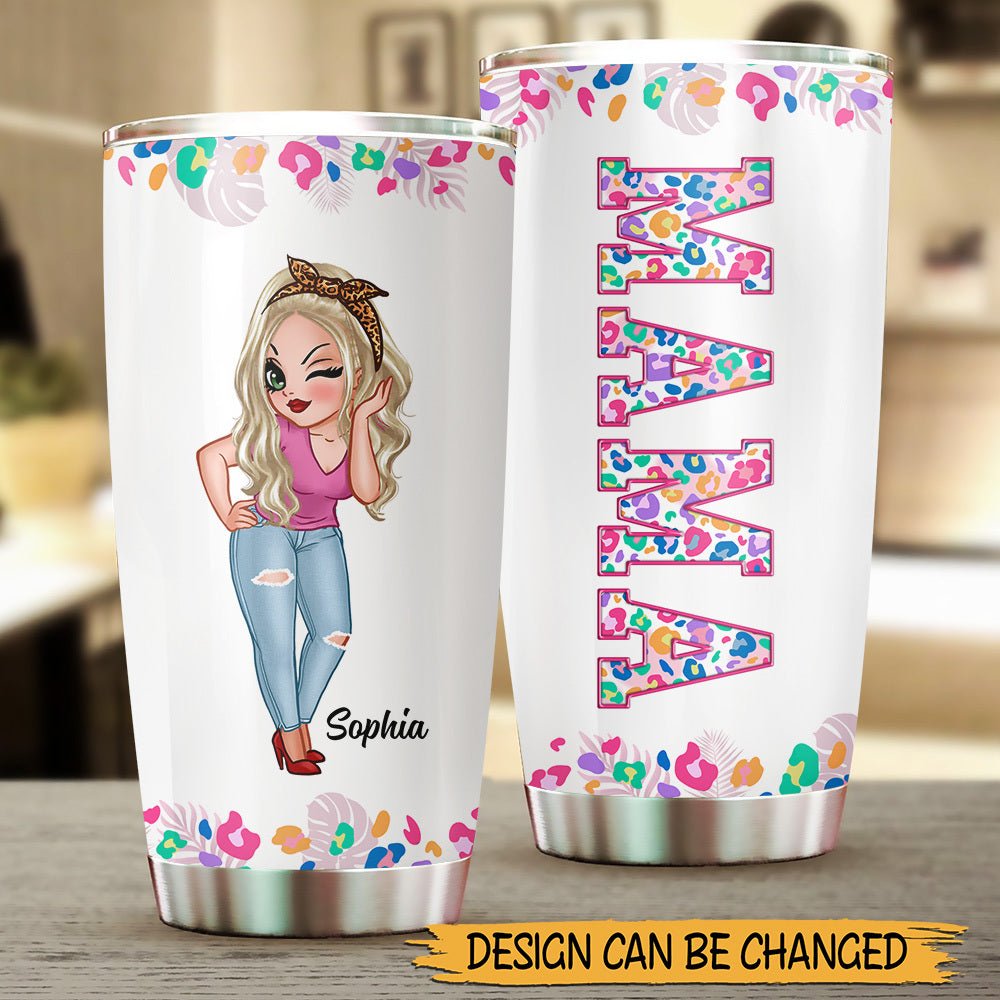 Mom/Grandma Colorful Leopard - Personalized Tumbler - Best Gift For Mother, For Grandma - Giftago