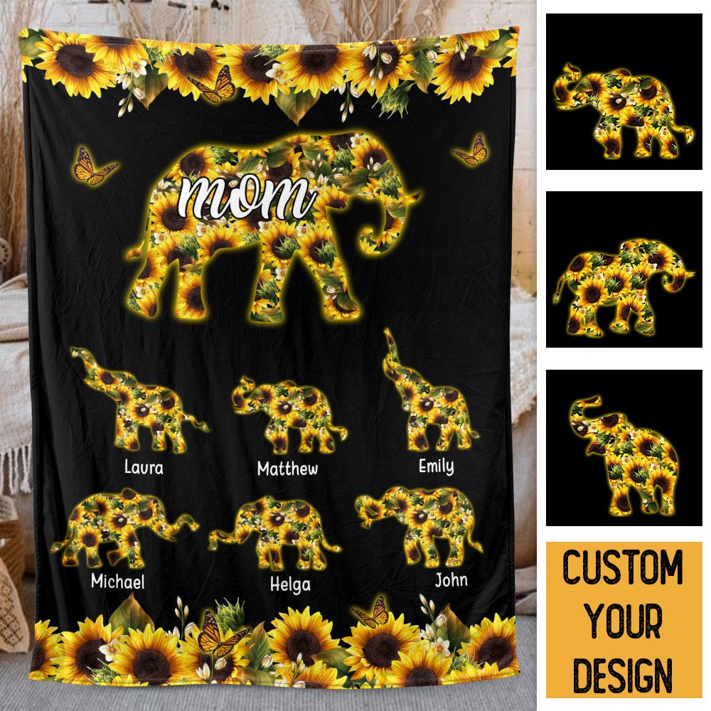 Mommy Elephant - Personalized Blanket - Best Gift For Mother - Giftago
