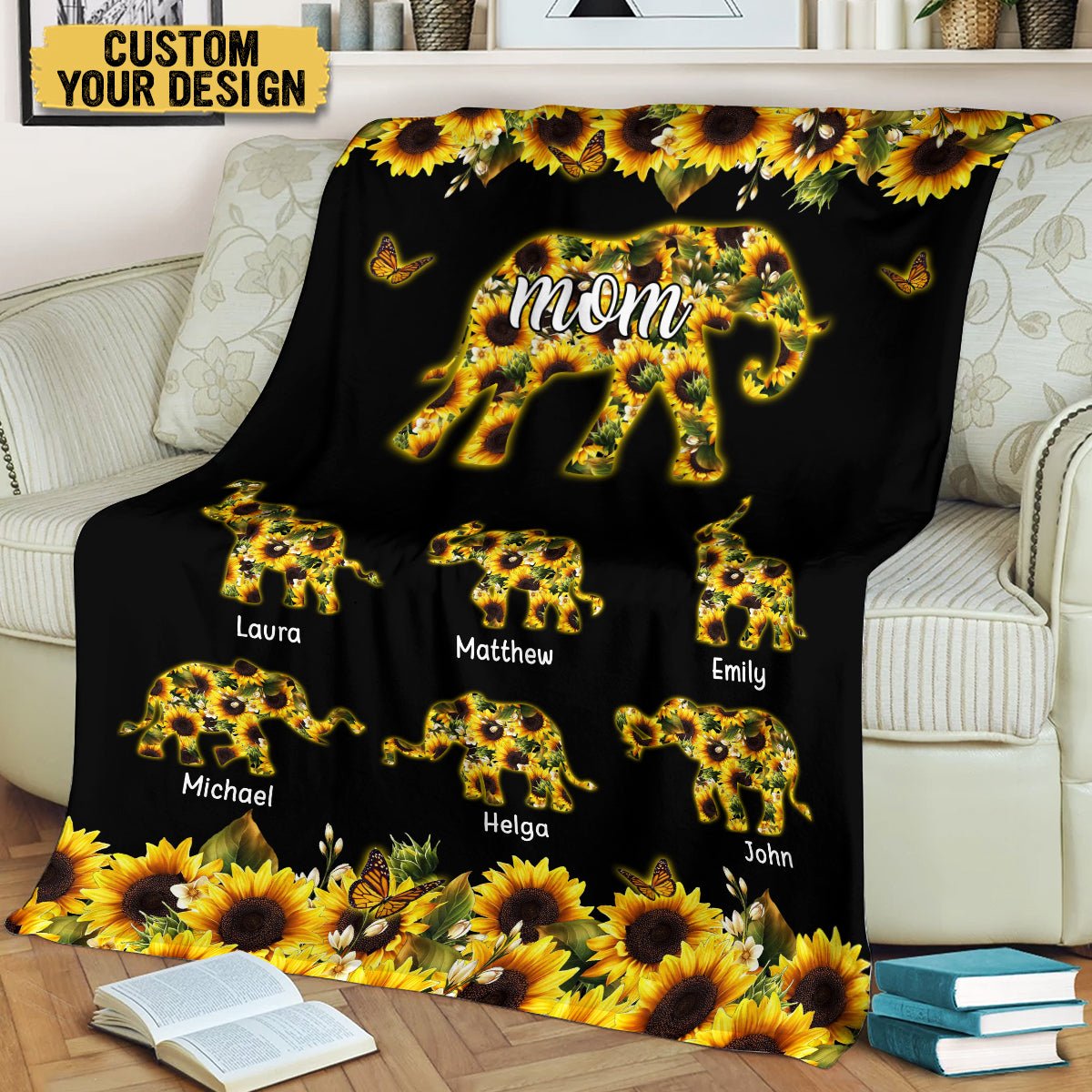 Mommy Elephant - Personalized Blanket - Best Gift For Mother - Giftago