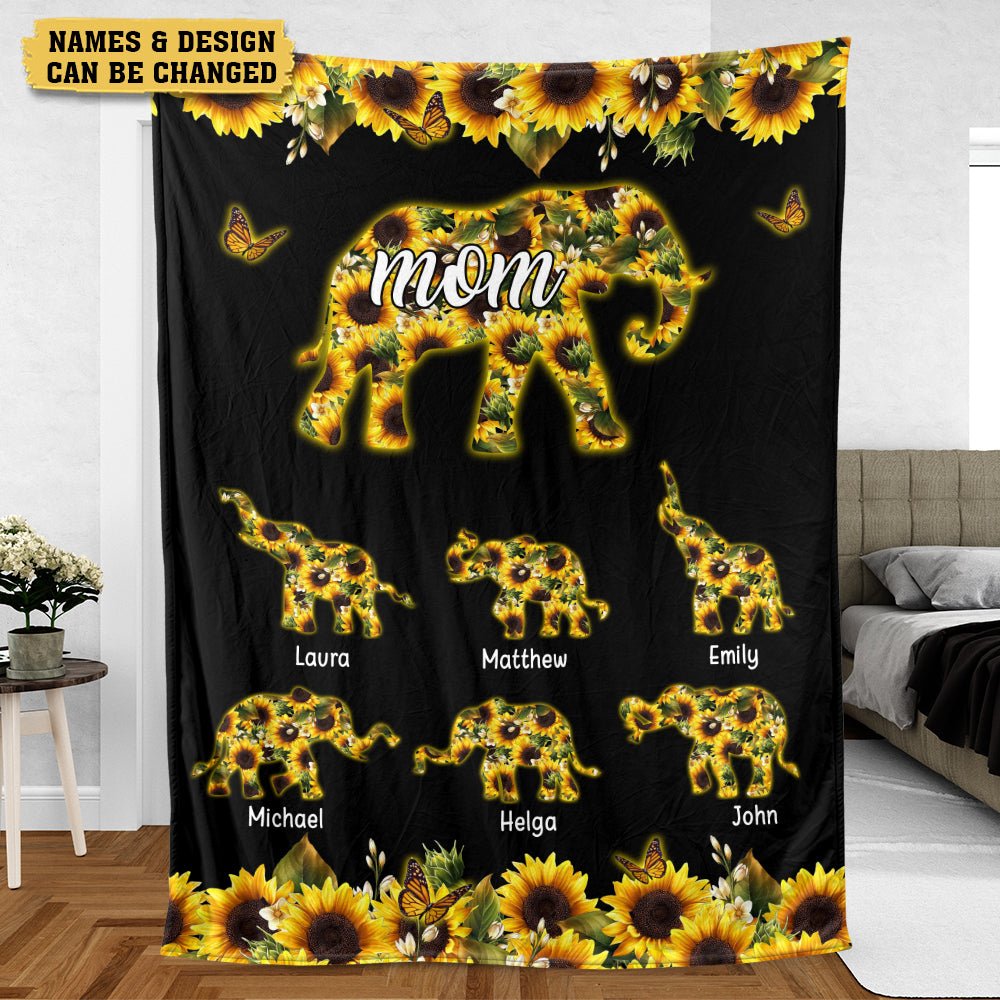Mommy Elephant - Personalized Blanket - Best Gift For Mother - Giftago