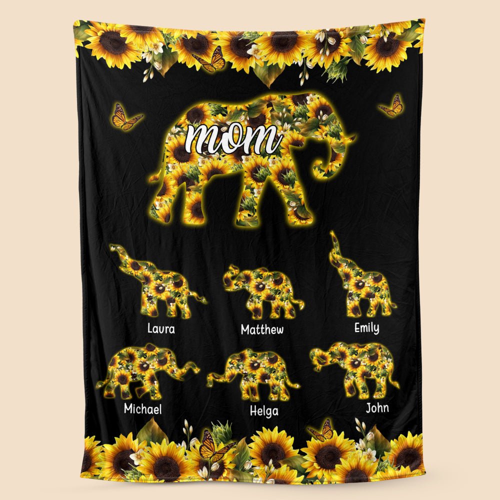 Mommy Elephant - Personalized Blanket - Best Gift For Mother - Giftago