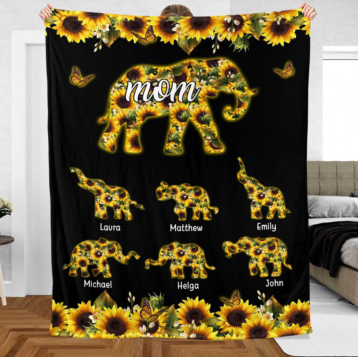Mommy Elephant - Personalized Blanket - Best Gift For Mother - Giftago