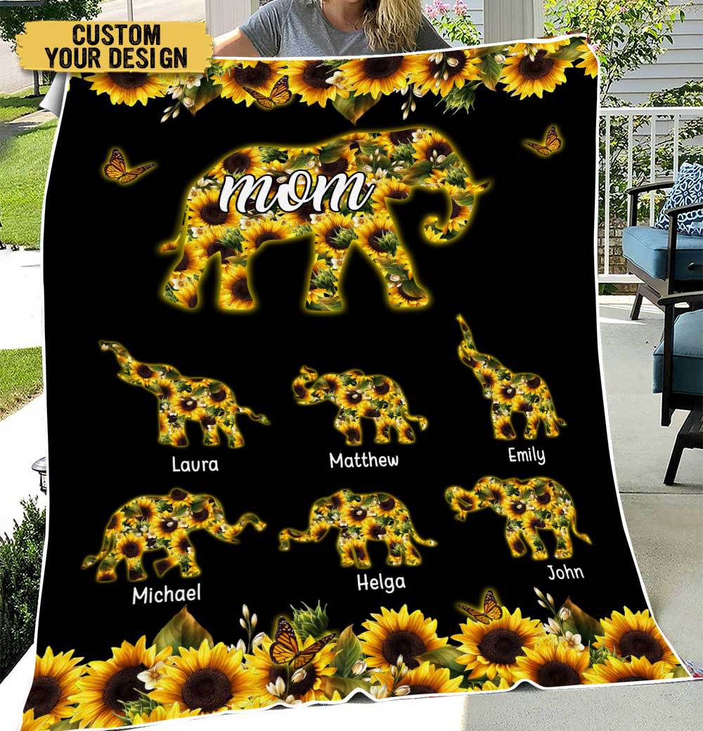 Mommy Elephant - Personalized Blanket - Best Gift For Mother - Giftago