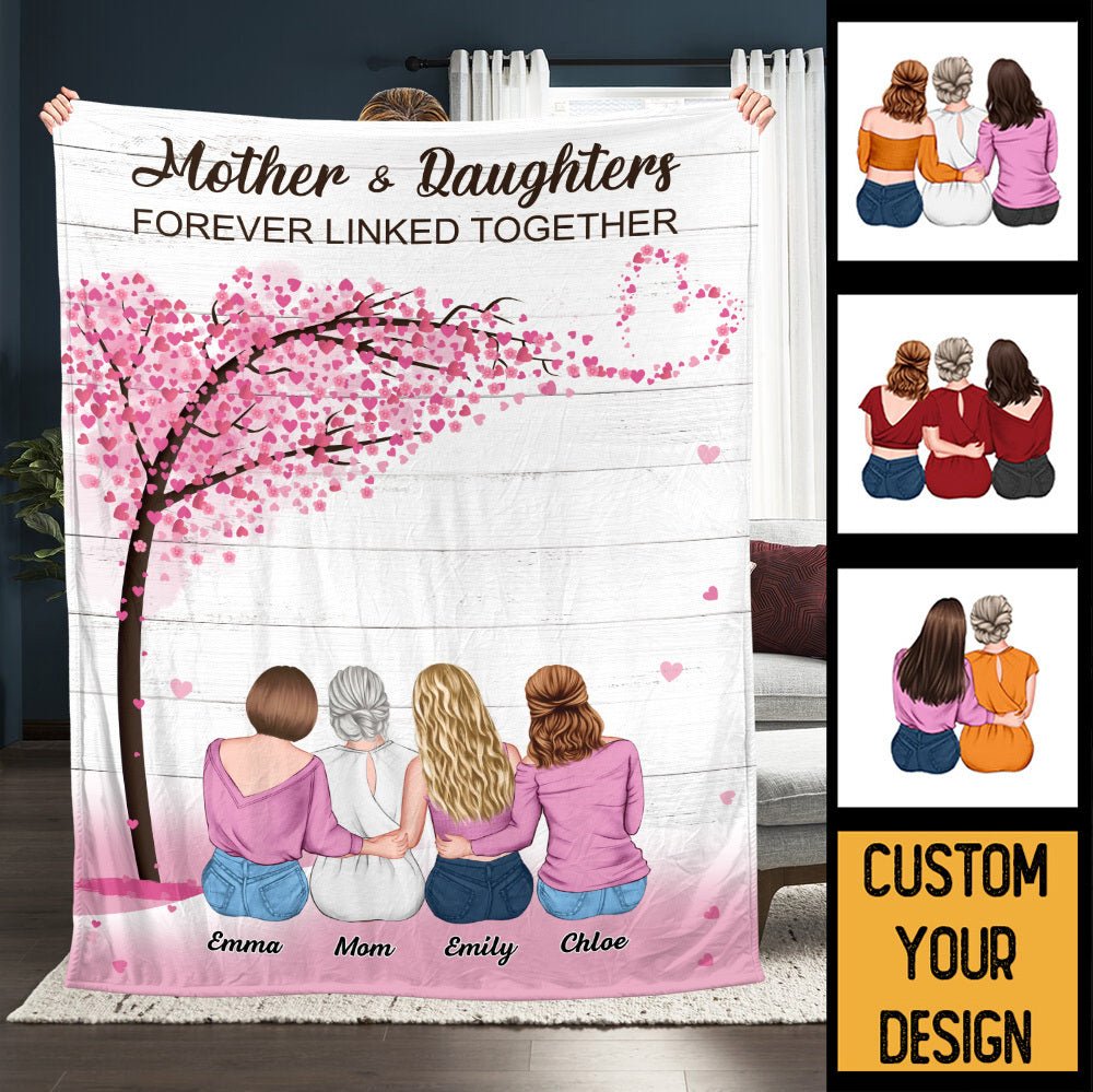 Mother & Daughters Love Tree - Personalized Blanket - Best Gift For Mother - Giftago