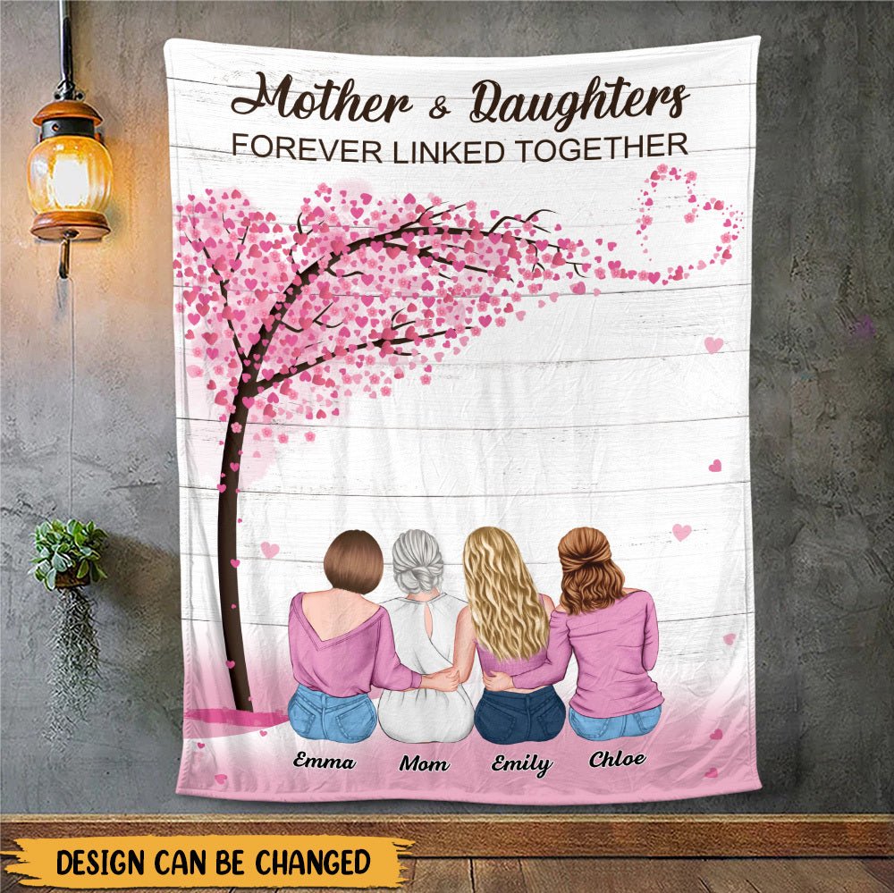 Mother & Daughters Love Tree - Personalized Blanket - Best Gift For Mother - Giftago