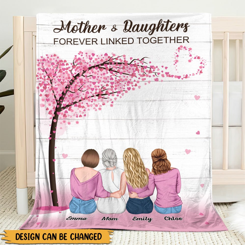 Mother & Daughters Love Tree - Personalized Blanket - Best Gift For Mother - Giftago