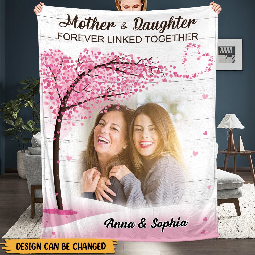 Mother & Daughters Love Tree Photo - Personalized Blanket - Best Gift For Mother - Giftago