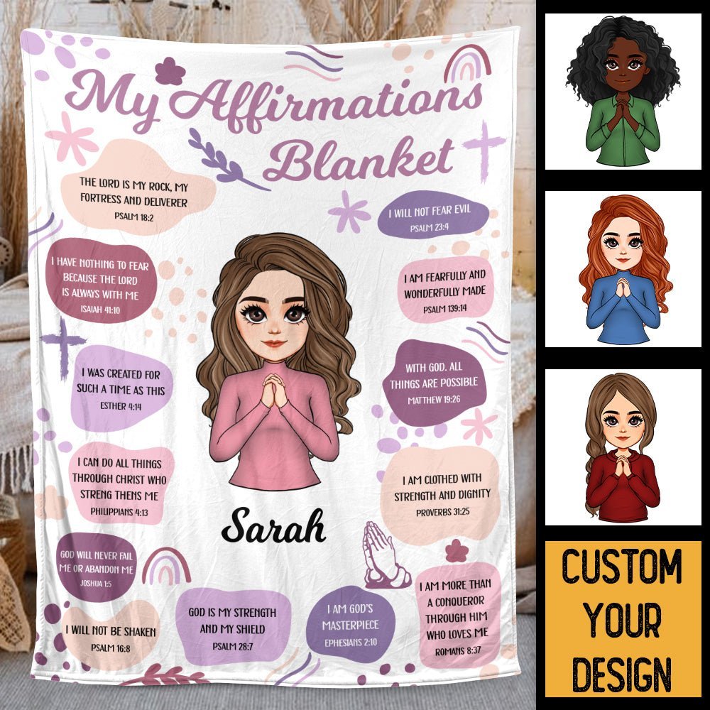 My Affirmations Blanket (Chibi) - Personalized Blanket - Best Gift For Christmas, For Birthday - Giftago