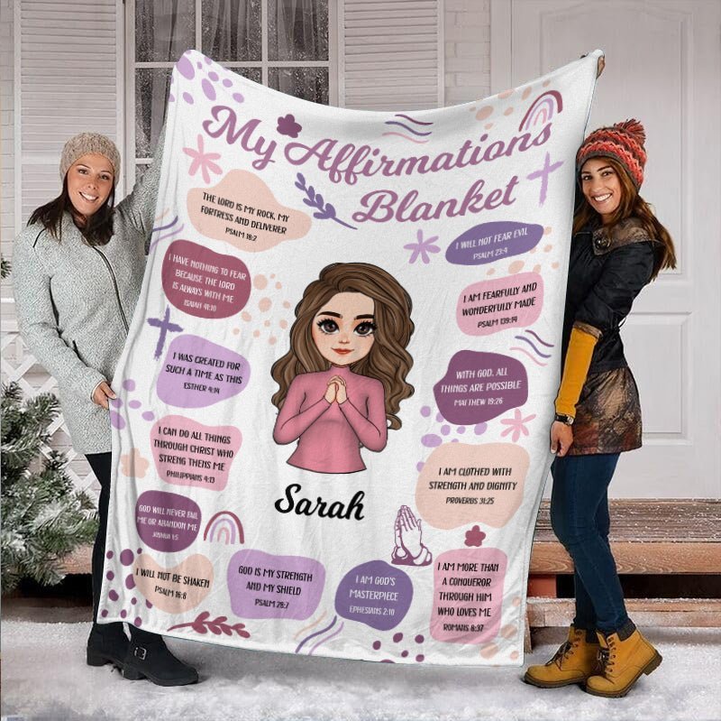 My Affirmations Blanket (Chibi) - Personalized Blanket - Best Gift For Christmas, For Birthday - Giftago