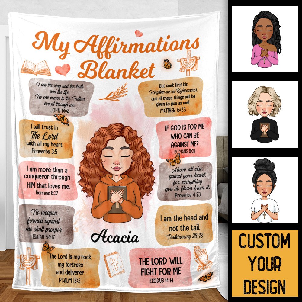 My Affirmations Custom Bible Verses - Personalized Blanket - Best Gift For Mom, Daughter, Sister, Friend, Wife - Giftago