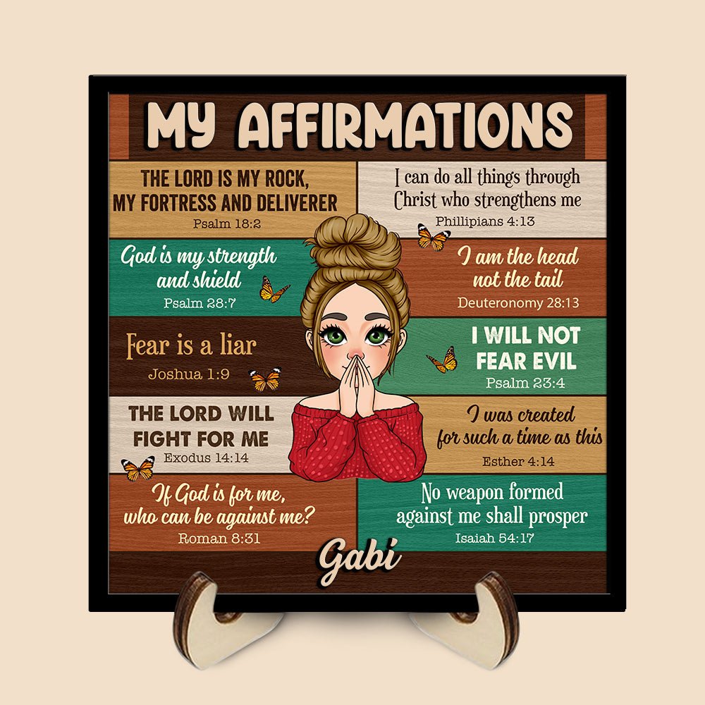 My Affirmations - Personalized Custom 2-Layered Wooden Plaque With Stand - Best Gift For Daughter, Granddaughter - Giftago