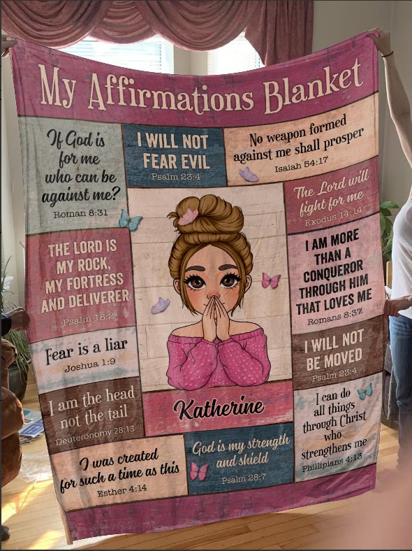 My Affirmations Pink - Personalized Blanket - Meaningful Gift For Birthday - Giftago