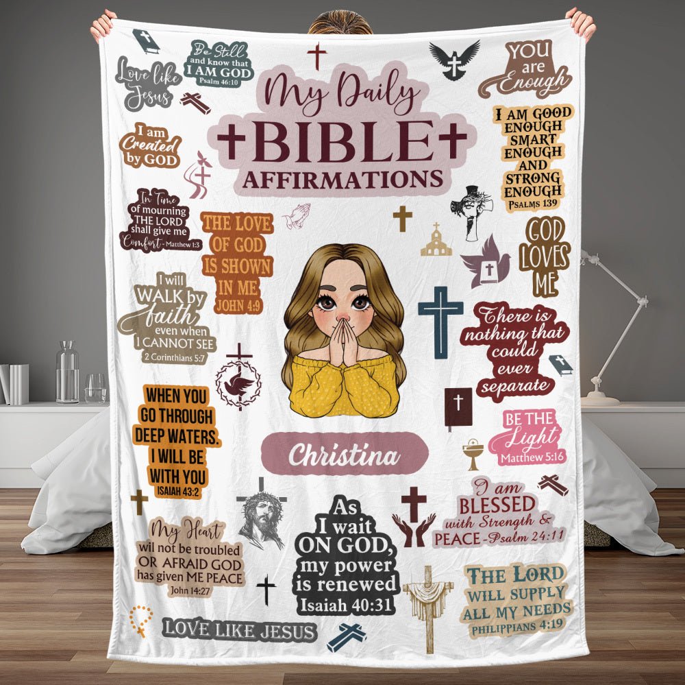My Daily Bible Affirmations - Personalized Blanket - Best Gift For Mother, For Birthday - Giftago