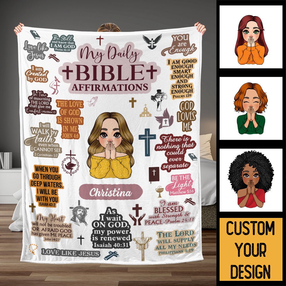 My Daily Bible Affirmations - Personalized Blanket - Best Gift For Mother, For Birthday - Giftago