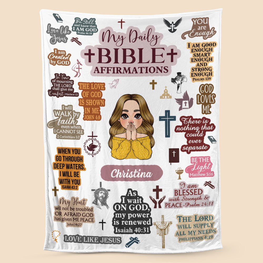 My Daily Bible Affirmations - Personalized Blanket - Best Gift For Mother, For Birthday - Giftago