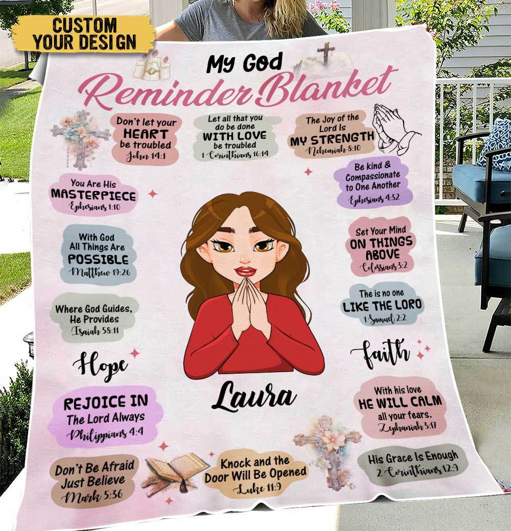 My God Reminder Cartoon - Personalized Blanket - Best Gift For Mother, For Grandma - Giftago