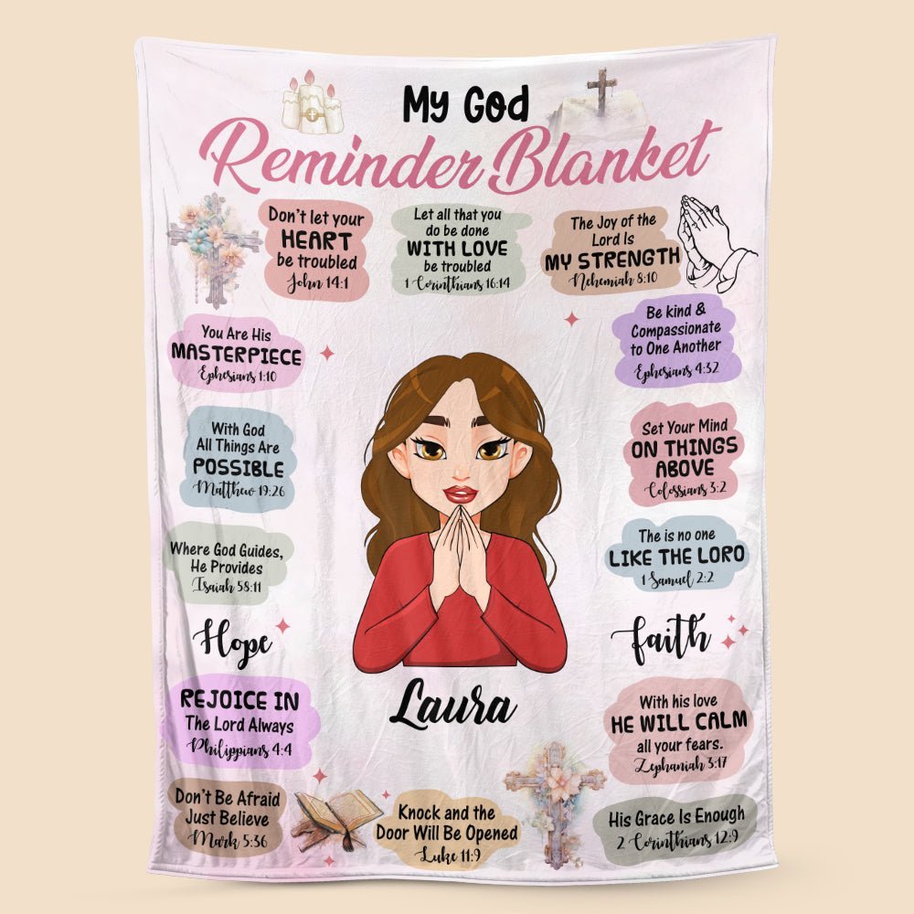 My God Reminder Cartoon - Personalized Blanket - Best Gift For Mother, For Grandma - Giftago