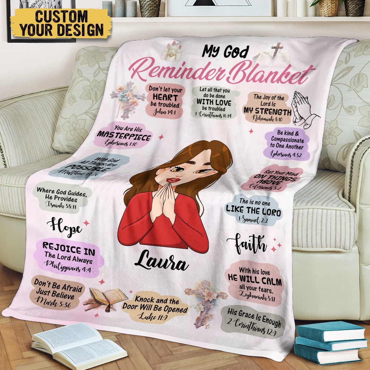 My God Reminder Cartoon - Personalized Blanket - Best Gift For Mother, For Grandma - Giftago