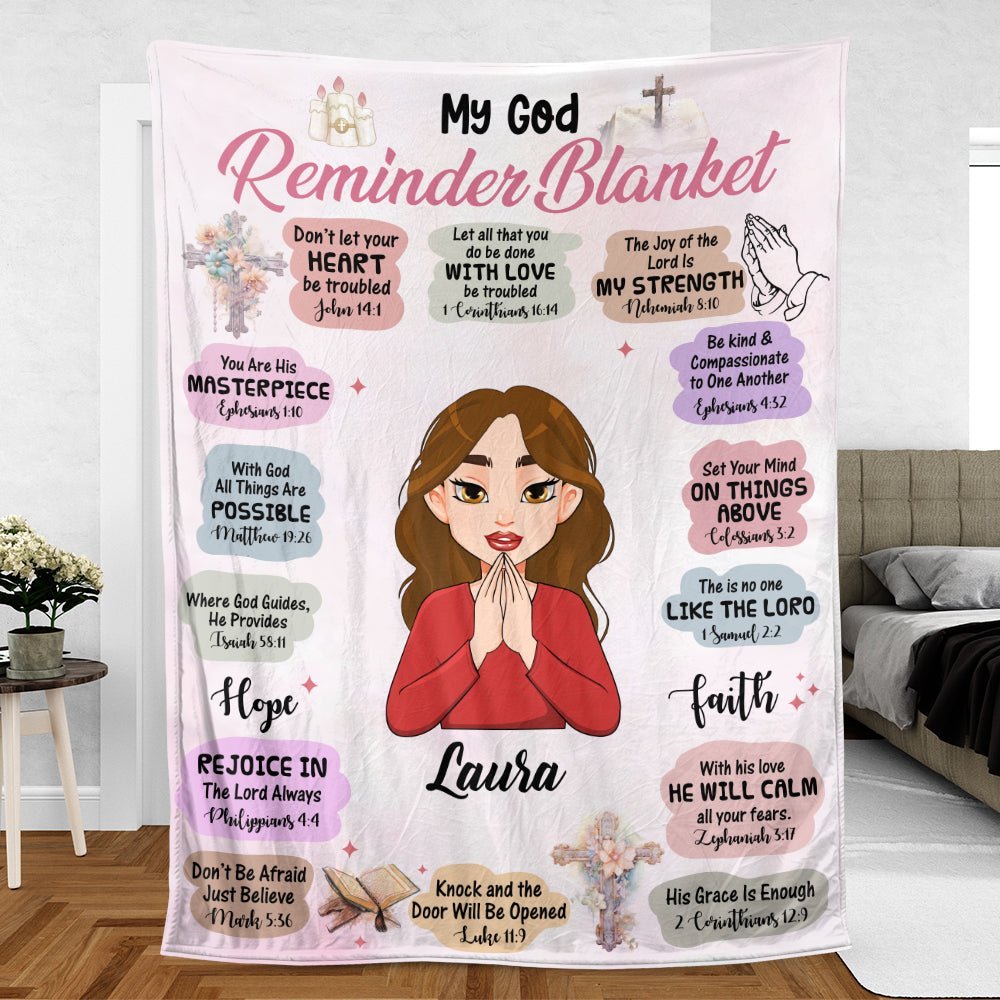 My God Reminder Cartoon - Personalized Blanket - Best Gift For Mother, For Grandma - Giftago