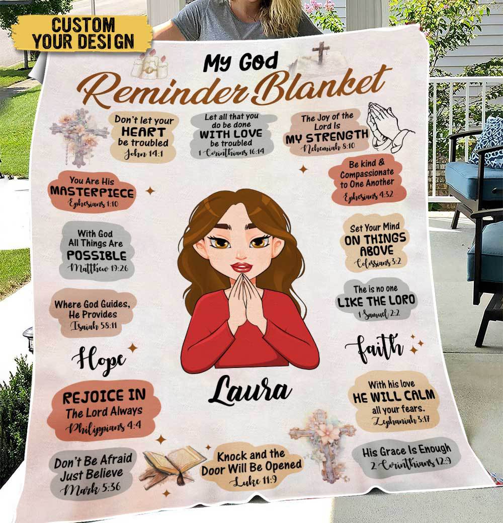 My God Reminder Cartoon - Personalized Blanket - Best Gift For Mother, For Grandma - Giftago