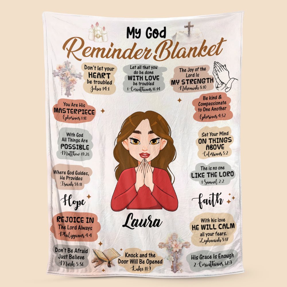 My God Reminder Cartoon - Personalized Blanket - Best Gift For Mother, For Grandma - Giftago