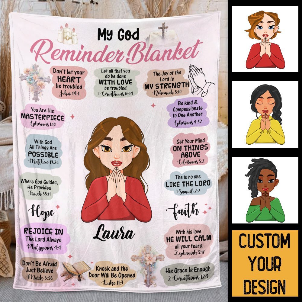 My God Reminder Cartoon - Personalized Blanket - Best Gift For Mother, For Grandma - Giftago